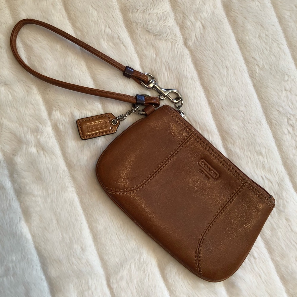 Brown Leather Coach Wristlet